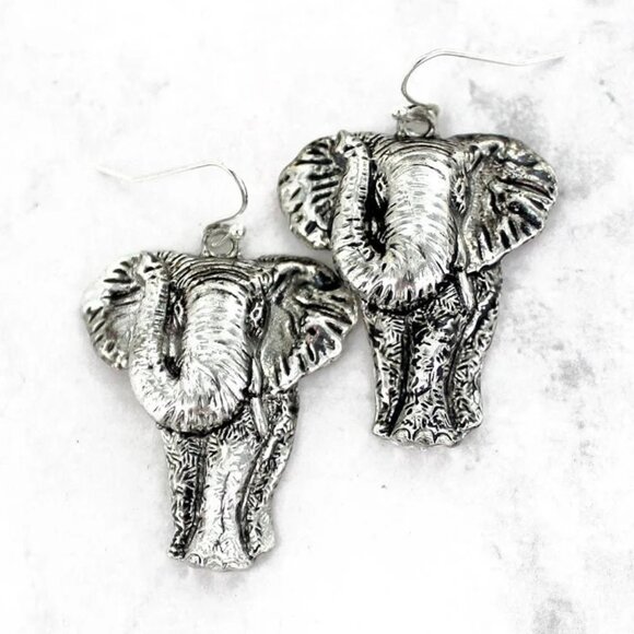 One Blessed Nana Jewelry - NWT BOUTIQUE   Antique Silvertone Elephant Earrings